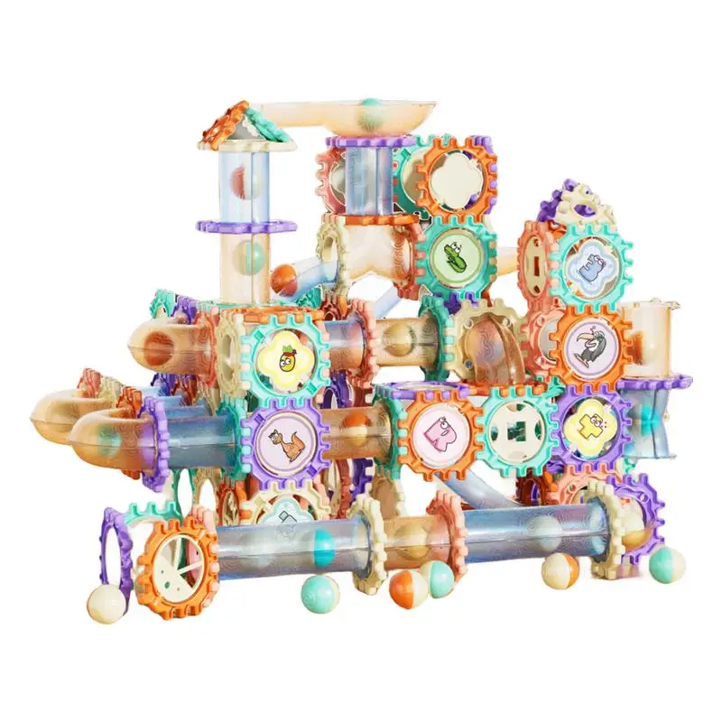 Marble Track Set DIY Construction Marble Run Race Track Building Blocks Kids 3D Maze Ball Roll Toys Children Christmas Gifts