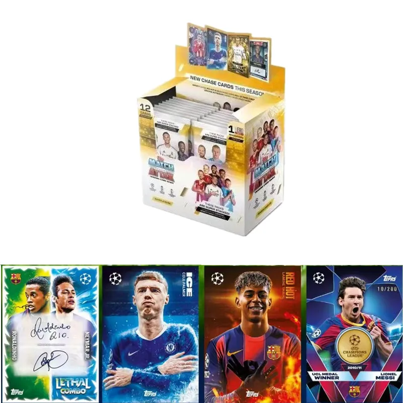2025 TOPPS 26UCC Match Attax - Pacote Inicial Padrão com Cartões de Estrelas do Futebol Americano Yamal e Ice Cole Palmer, Cartões Colecionáveis para Fãs, Presentes