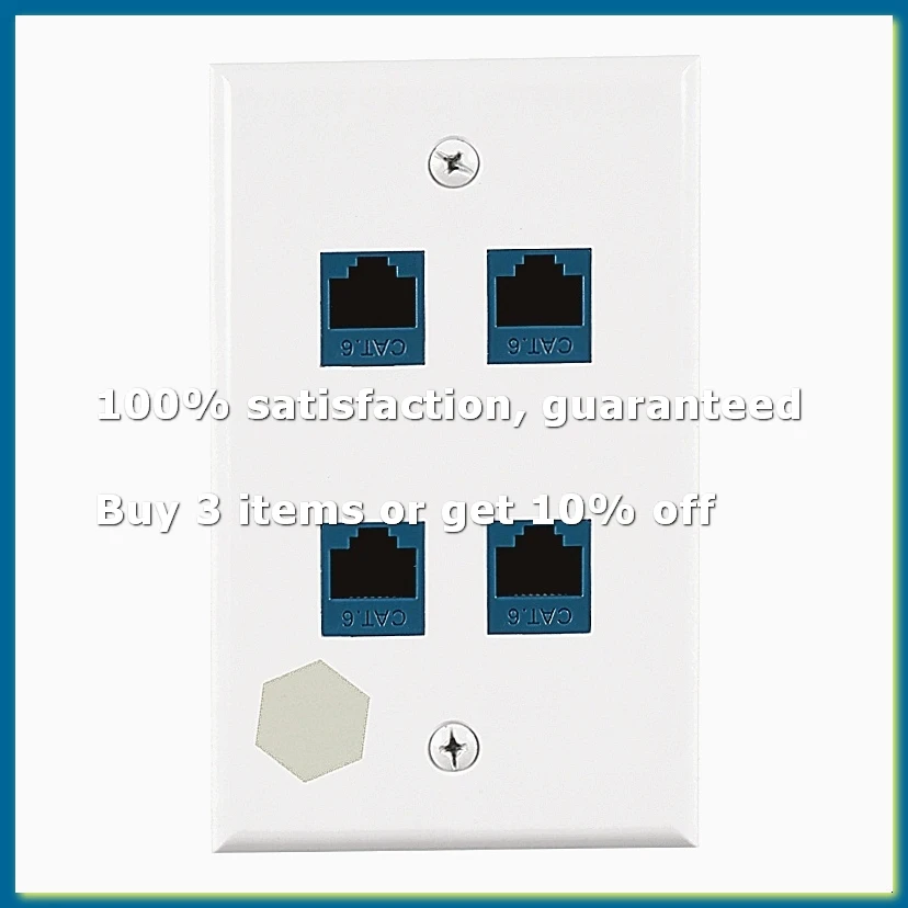 Ethernet Wall Plate 4 Port Wall Plate Female-Female Compatible with for Cat7/6/6E/5/5E Ethernet Devices -Blue-AD33