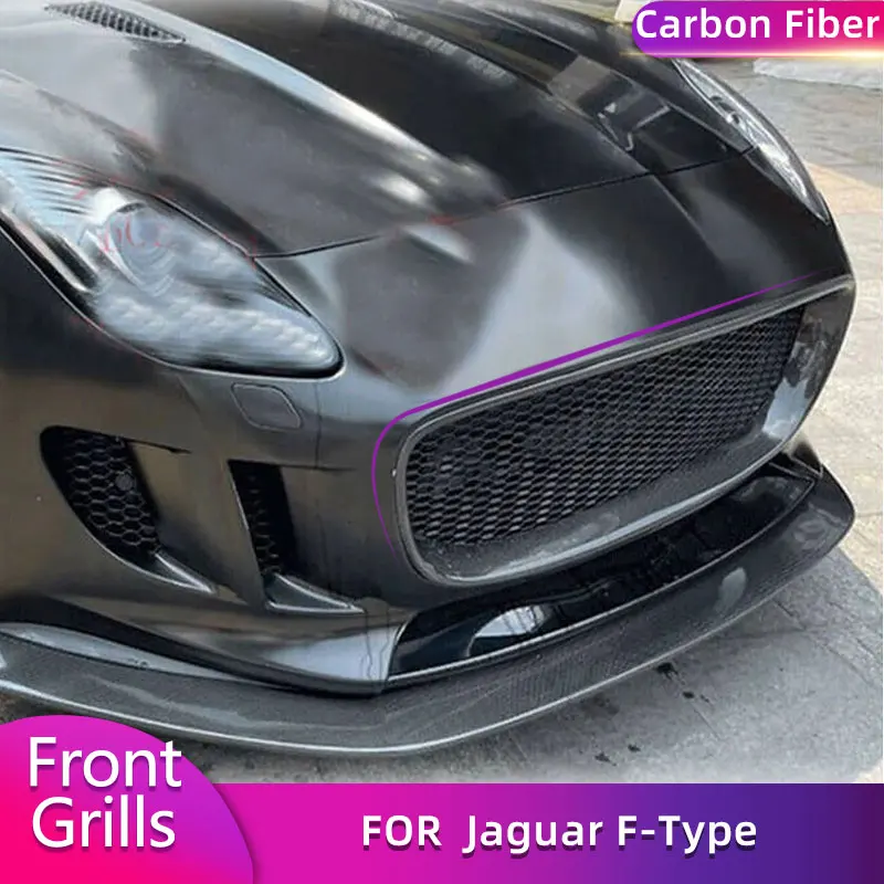 

Carbon Fiber Front Bumper Mesh Grille for Jaguar F-Type Coupe Convertible 2-Door 2013-2016 Car Racing Front Grills Body Kit FRP
