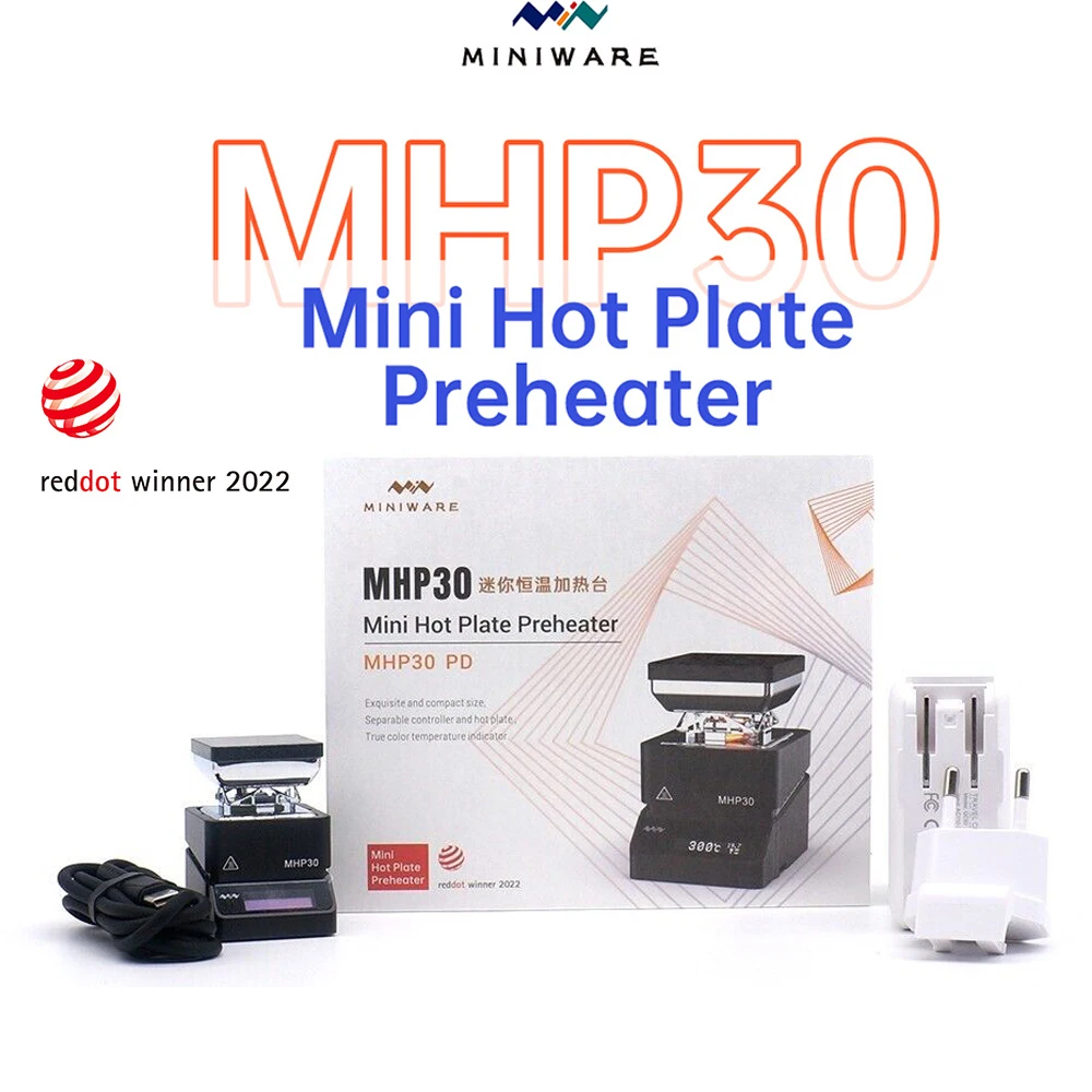 Miniware MHP30 Mini Hot Plate Preheater 30*30mm Heating Area Constant Temperature Heating Table 300° Intelligent Heating Tool