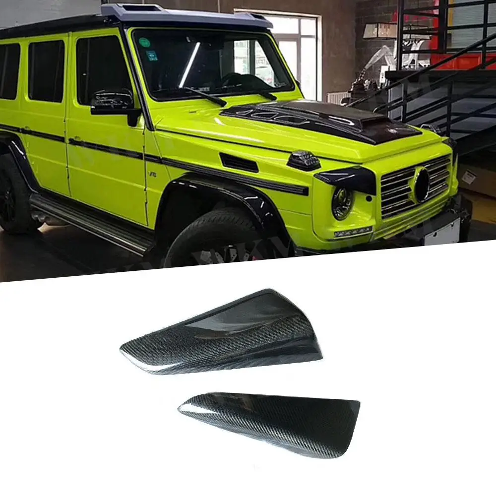 Carbon Fiber Front Splitters Eyebrows Covers Eyelids Trim For Benz G Class W463 G63 G65 G500 G55 1990 - 2018 FRP 2pcs/set