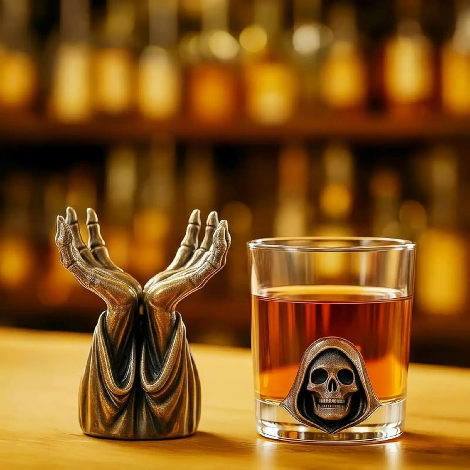 

Liquor Rack Gothic Skeletal Hand Whiskey Cup Rack Countertop Alcohol Holder for Cabinet Sideboard Bourbon Whiskey Liquor Alcohol