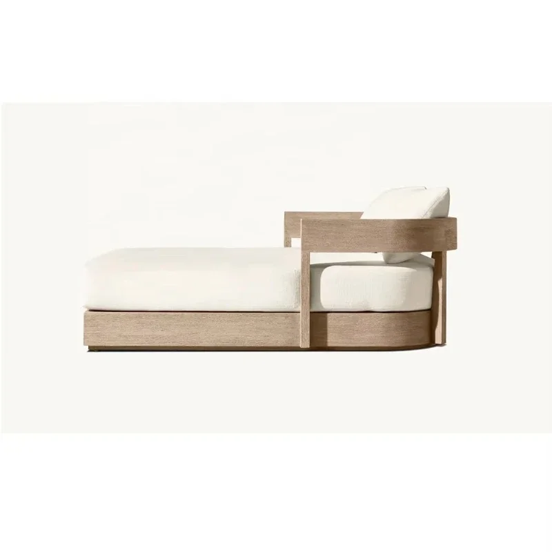 Luxury Eco-friendly Teak Lounge Chair Unique Outdoor Sunbathing Beach Chairs Hotel Villa Exterior Fashion Leisure Design