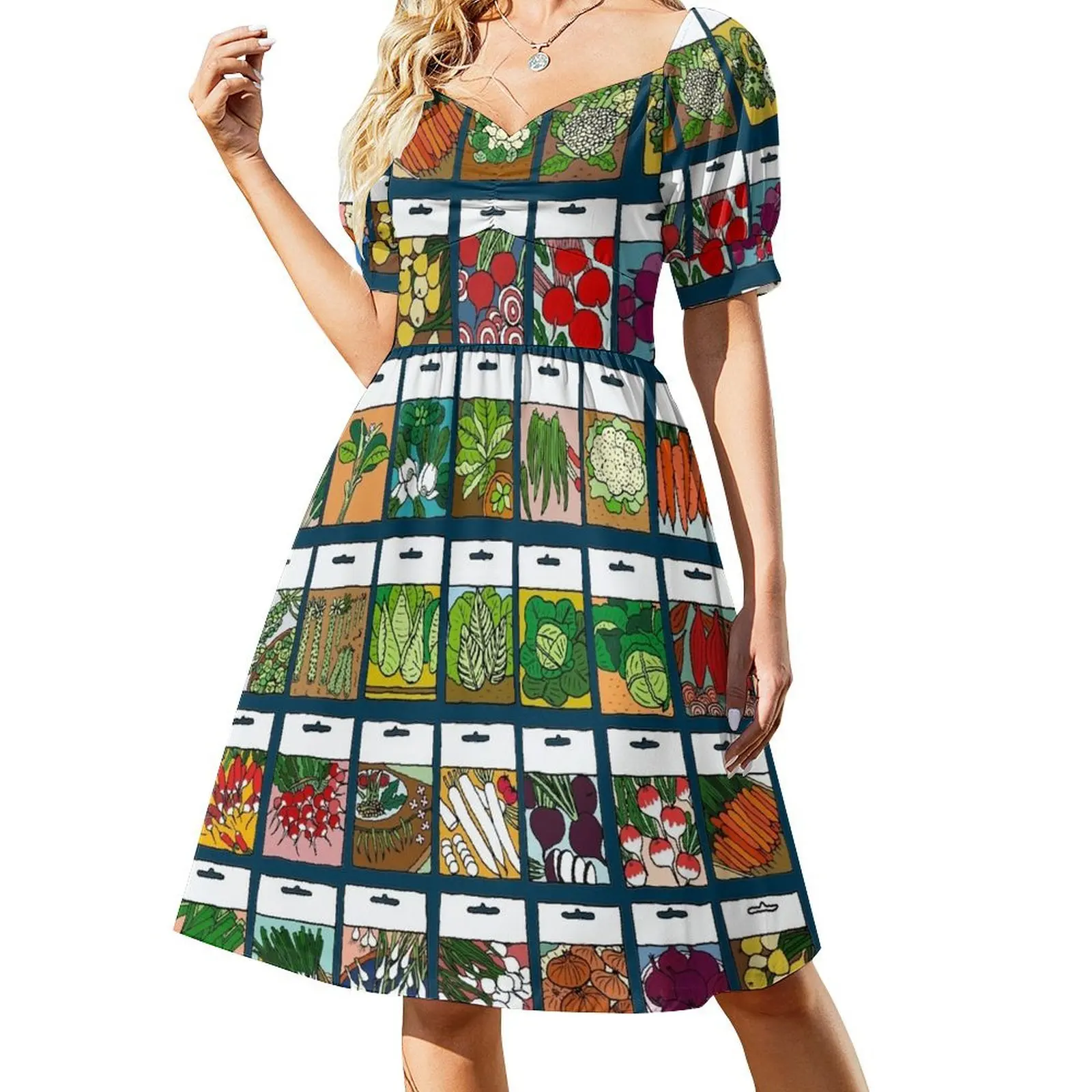 

Vegetable seeds pattern Short-Sleeved Dress women clothing 2025 new arrivals cute dress