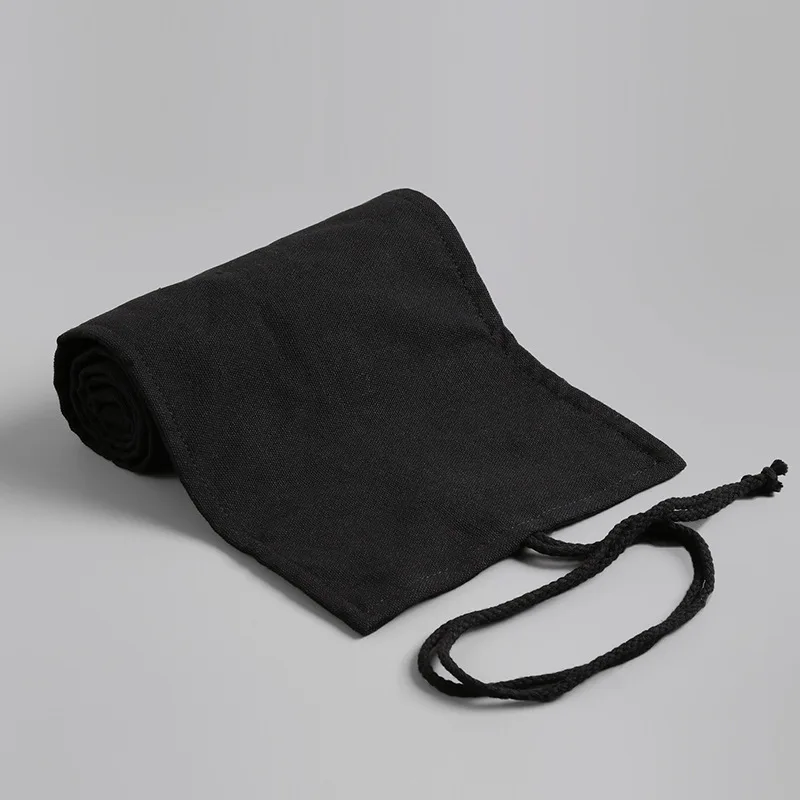 12/24/36/48/72 trous trousse à crayons en tissu noir papeterie brosse cosmétique crayon sac de rangement crayons rouleau Art stylo sac fournitures scolaires