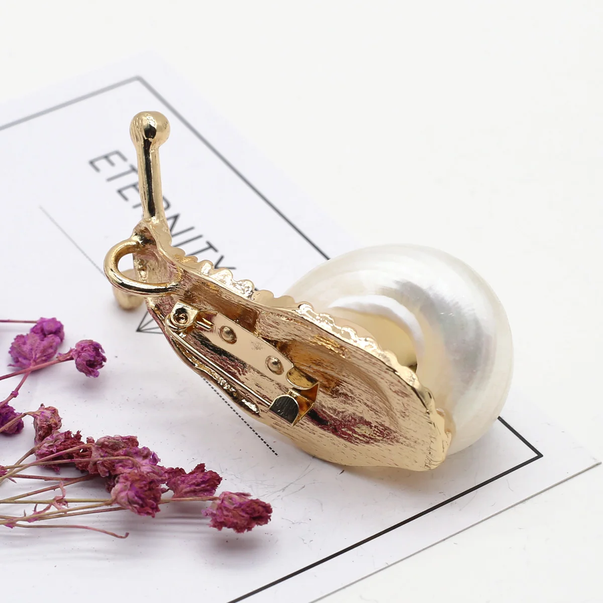 Natural Shell Snail Brooch Pendant Alloy Golden Silvery Corsage Charms For Jewelry Making DIY Necklace Women Gift Party 55X30mm - Image 5