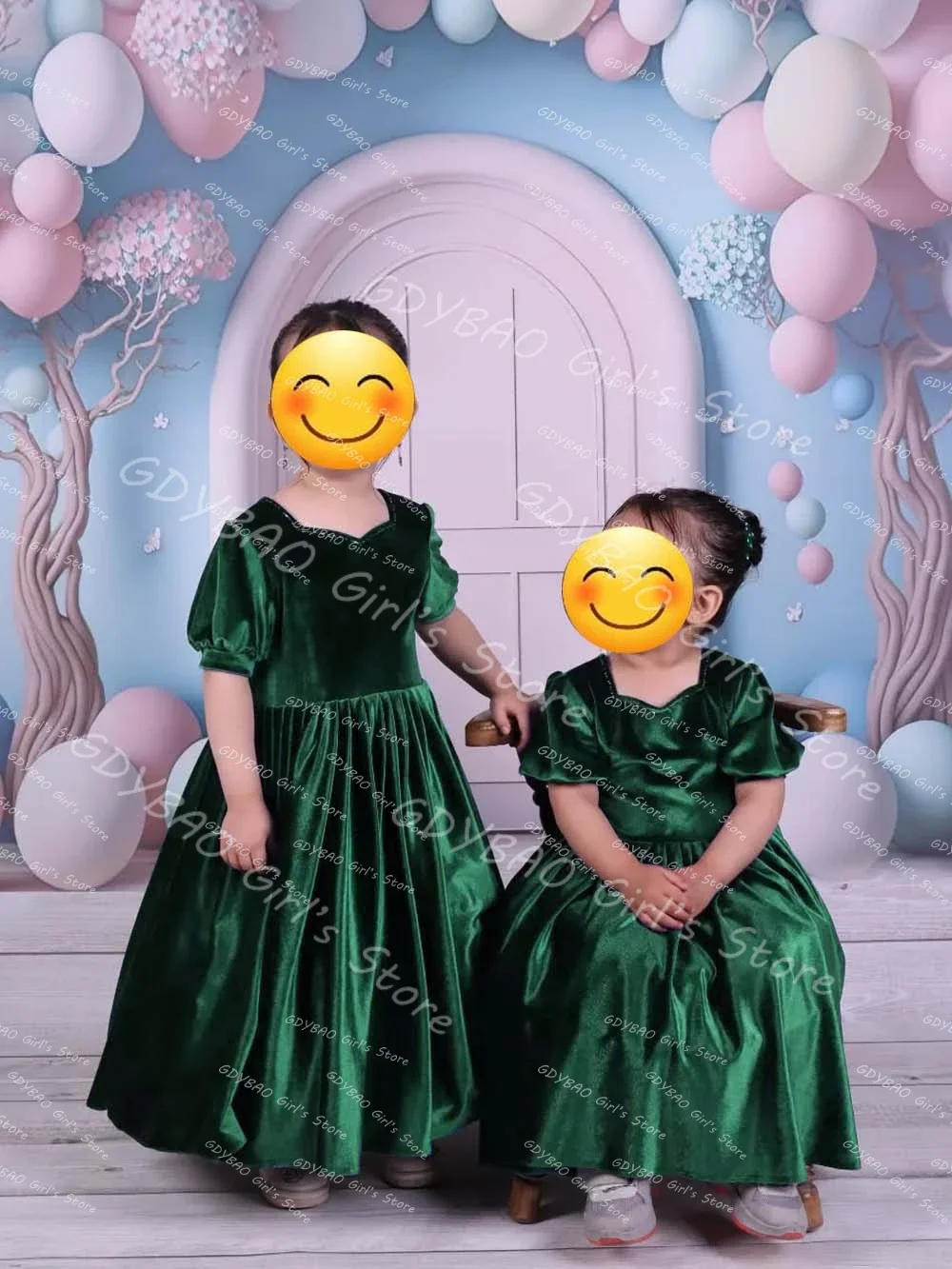 Vestido de princesa de veludo para meninas, gola quadrada, manga bufante, vestido de flor para casamento, 2 a 14 crianças, vestido de aniversário de comunhão personalizado