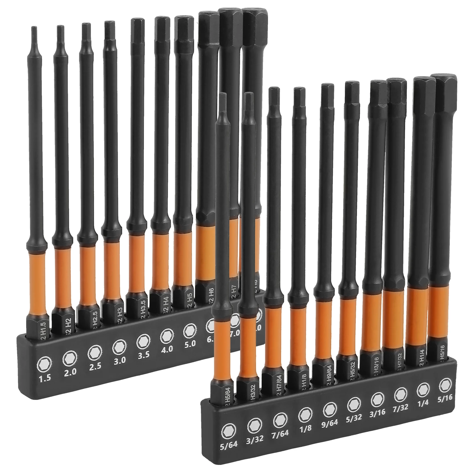 10-Piece Impact Hex Allen Wrench Drill Bit Set – S2 Alloy Steel, Magnetic Tips, 1/4 Inch Quick Release, 4 Inch Length (Metric)