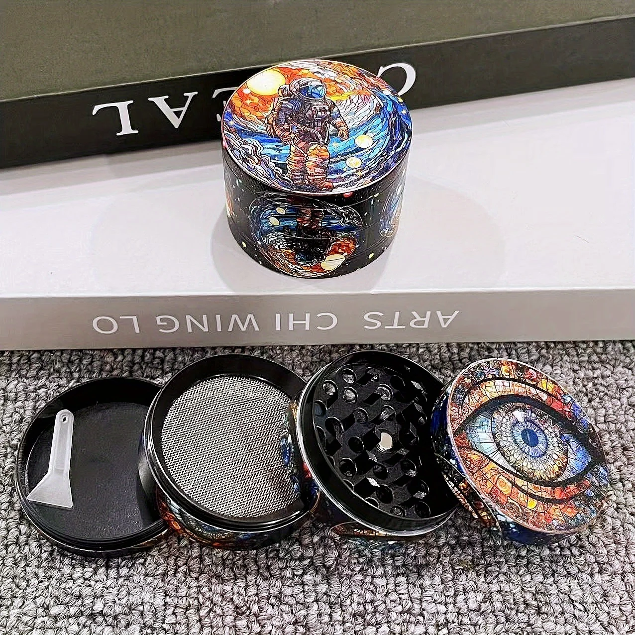 2inch Metal Eye Herb Grinder 4-Layers Spice Mortar Manual Mill Pepper Crusher Salt Tobacco Grass Grinder Smoking Accessories