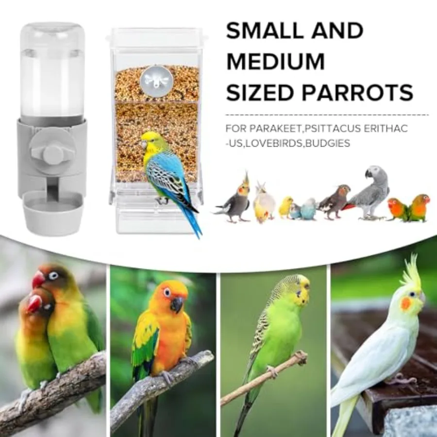 【Spot goods】No Mess Bird Feeder Water Dispenser Set Bird Feeder for Cage Cage Accessories for Cockatiels Finches Budgies and Ca view 2