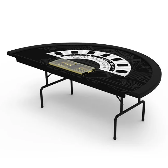 

YH 7 Players New Design Blackjack Table With Metal Chips Tray Gamble Blackjack Folding Legs Table