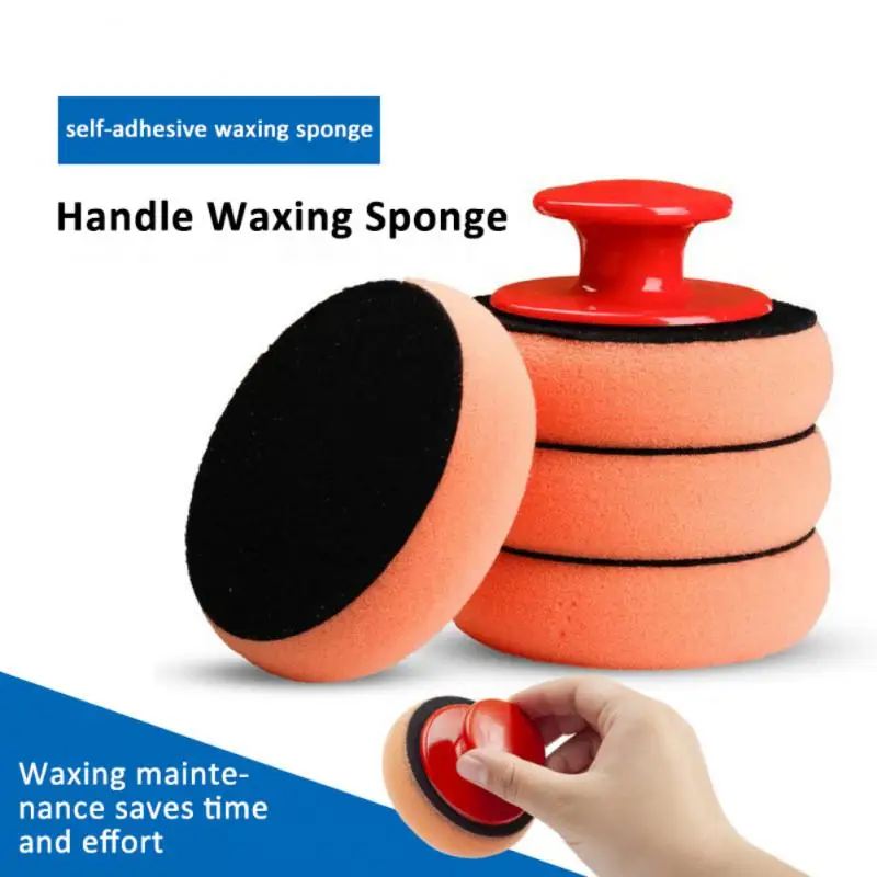 Polishing Pad Sponge With Gripper Handle Cleaning Car For Auto Polisher Waxing Sponge Car Accessories Car Wash Wax Polish Pad