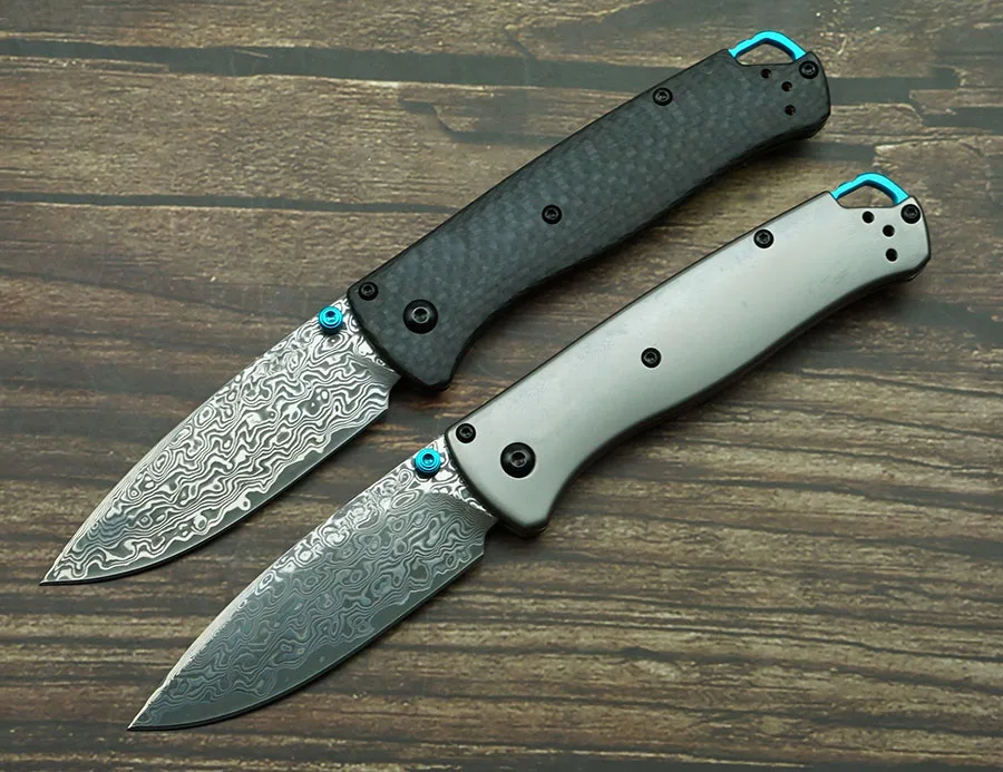 LEMIFSHE 535-3 Damascus Steel/Mark S90V Blade Titanium/CF Handle Folding Knife Outdoor Camping Kitchen Survival EDC Tool