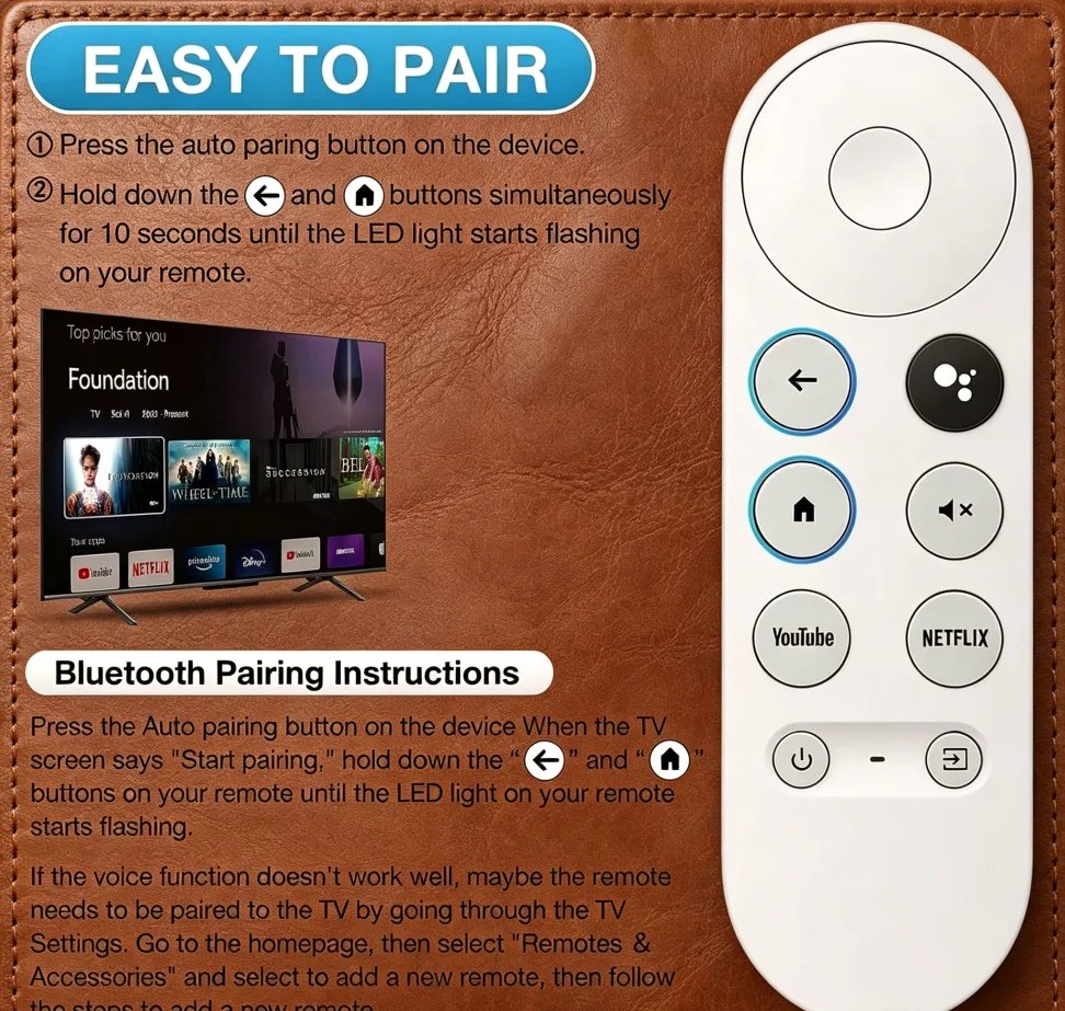Control Remoto de Voz de Repuesto para Reproductor Multimedia Google Chromecast 4k Snow G9N9N (Solo Control Remoto)