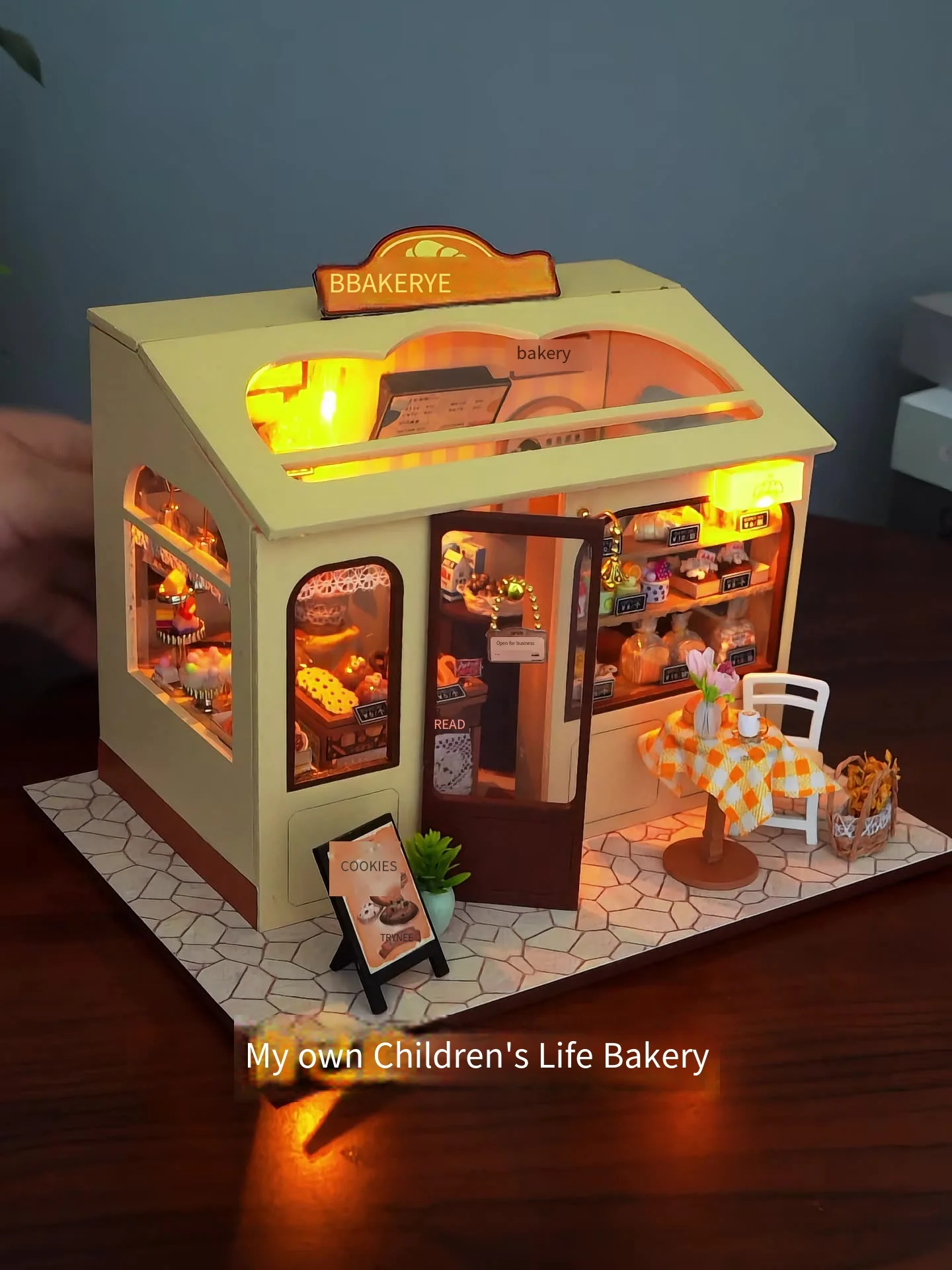 ชุดประกอบโมเดลบ้านเบเกอรี่ไม้ขนาดเล็ก DIY - ชุดตัวต่อ 3 มิติ สำหรับผู้ใหญ่ ของขวัญวันเกิดสุดสร้างสรรค์