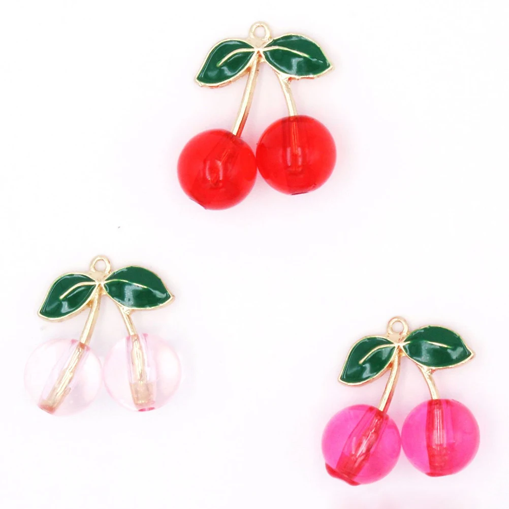 

10 Pcs Cherry Pendant Earring Drops Charms Bracelet Pendants Jewelry Accessories Crafting Key Chain Metal Alloy DIY Gifts