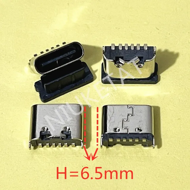 5-100szt Złącze USB Typ C 3.1 6Pin 6.5mm Pionowe gniazdo SMT TYPE-C Żeńskie SMD Do projektowania PCB DIY Ładowanie wysokoprądowe 6P