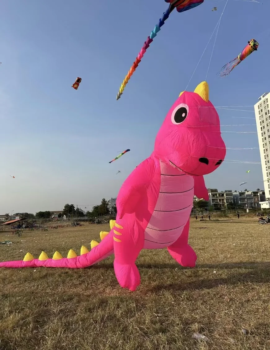 9KM 10m Long-tailed dinosaur kite Line Laundry Kite Soft Inflatable 30D Ripstop Nylon with Bag for Kite Festival