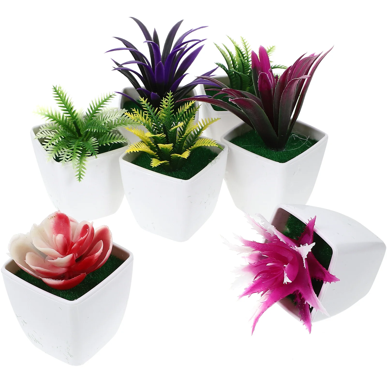 

7 pcs Mini Faux Potted Plants Artificial Bonsai For Desktop Decor Small Simulation Plant Tabletop Home Decoration