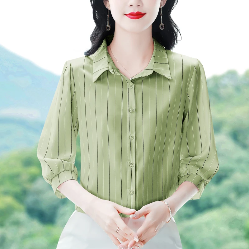 

Chiffon Shirt Women's Summer New 2025 New Tops Blouse Formal Office Lady Work