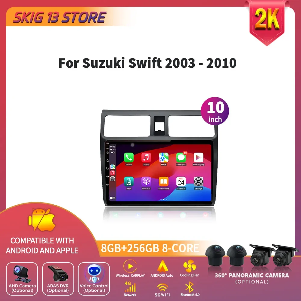 Car Radio For Suzuki Swift 2003 - 2010 Multimedia Player Navigation 4G GPS Android 14  Wireless CarPlay 2 Din Screen Stereo
