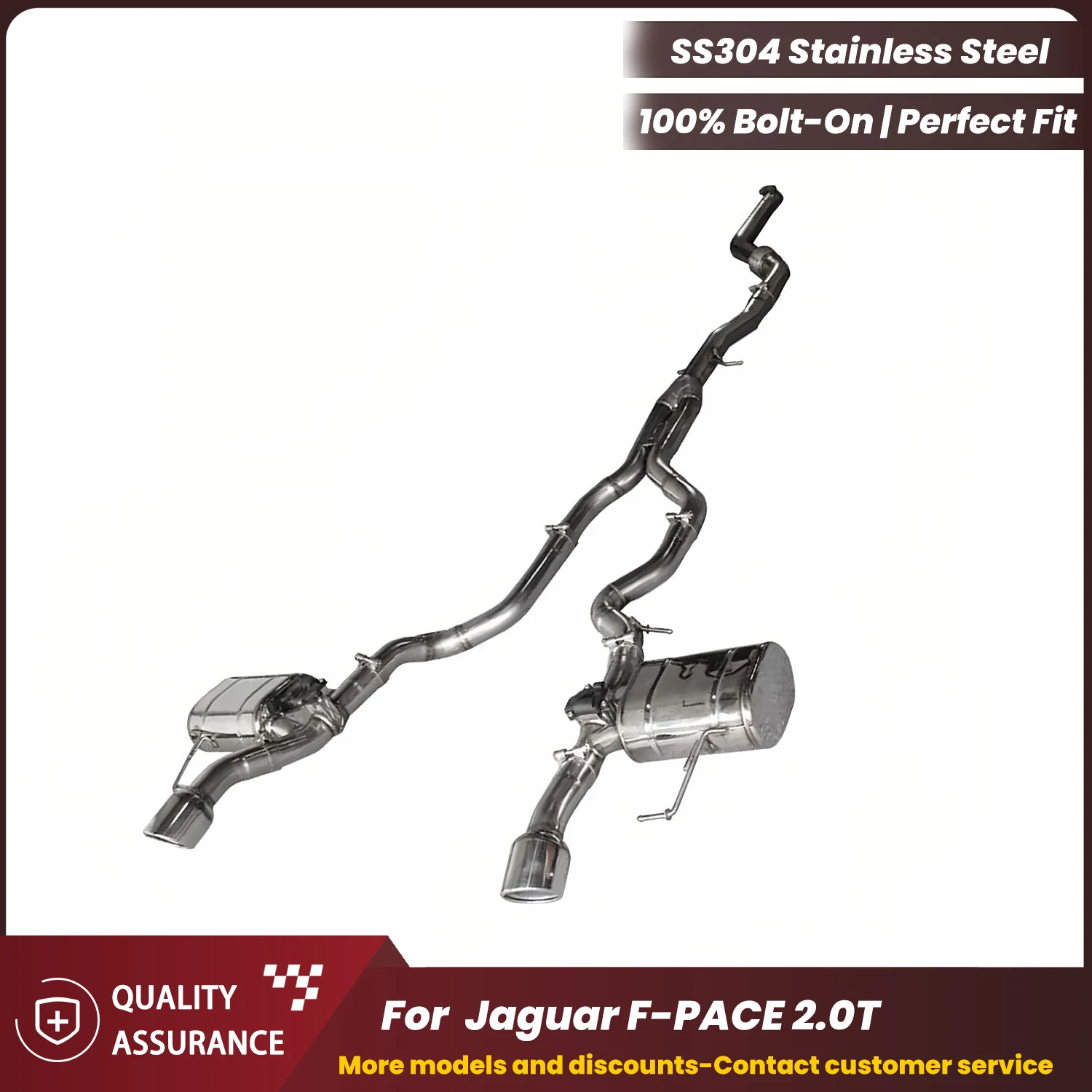 

No Drone Aggressive Sound SUS304 Catback Exhaust ECCF for Jaguar F-PACE 2.0T Plug & Play OEM Warranty Friendly