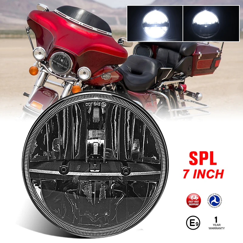 

7Inch Universal Round Motorcycle Headlight For Harley Softail Slim Fat Boy DRL LED Motorcycle Headlamp For Cafe Racer Street