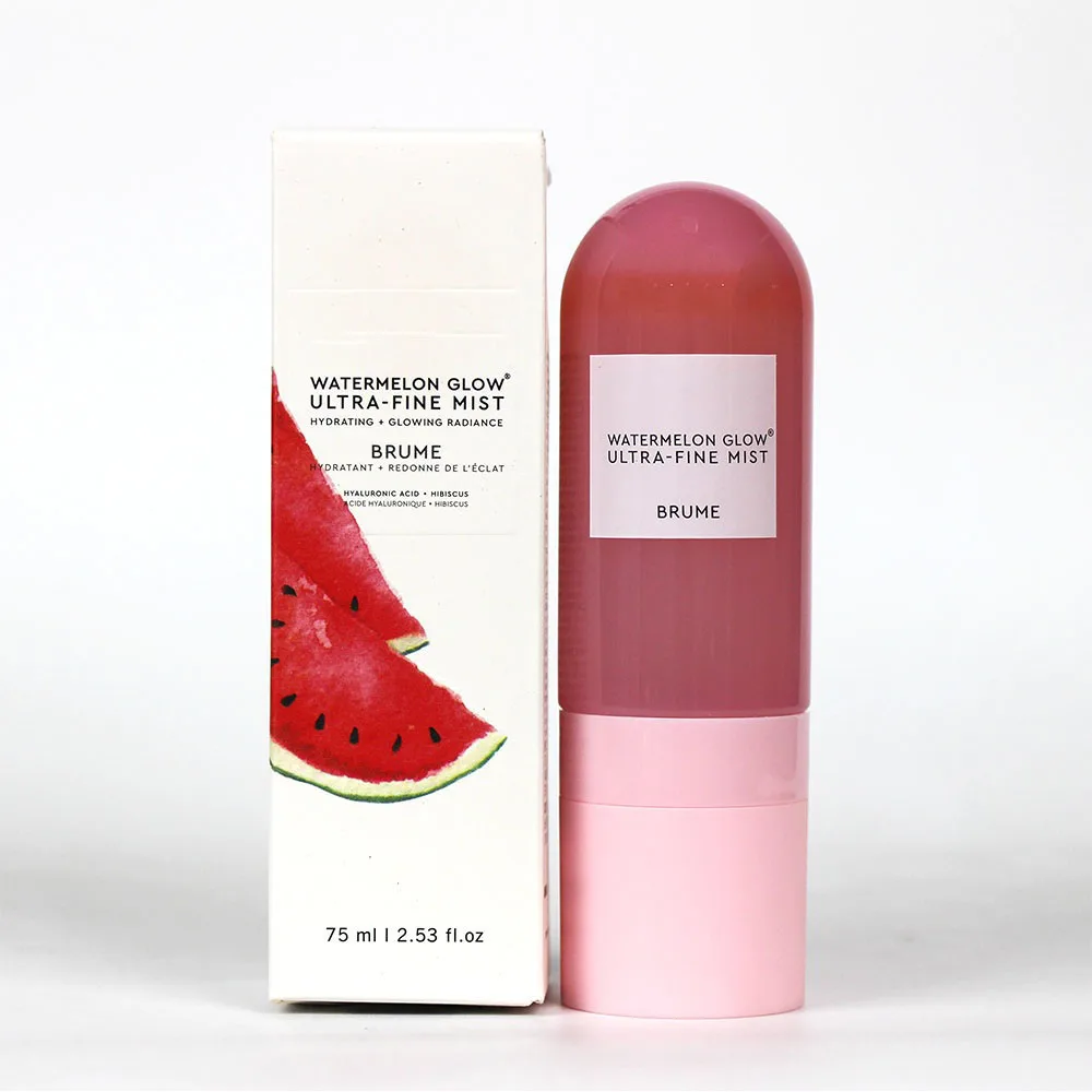 Spray facial à lueur pastèque Hibiscus AHA pour rafraîchir la peau sèche et améliorer le maquillage rosé adapté à tous les types de peau