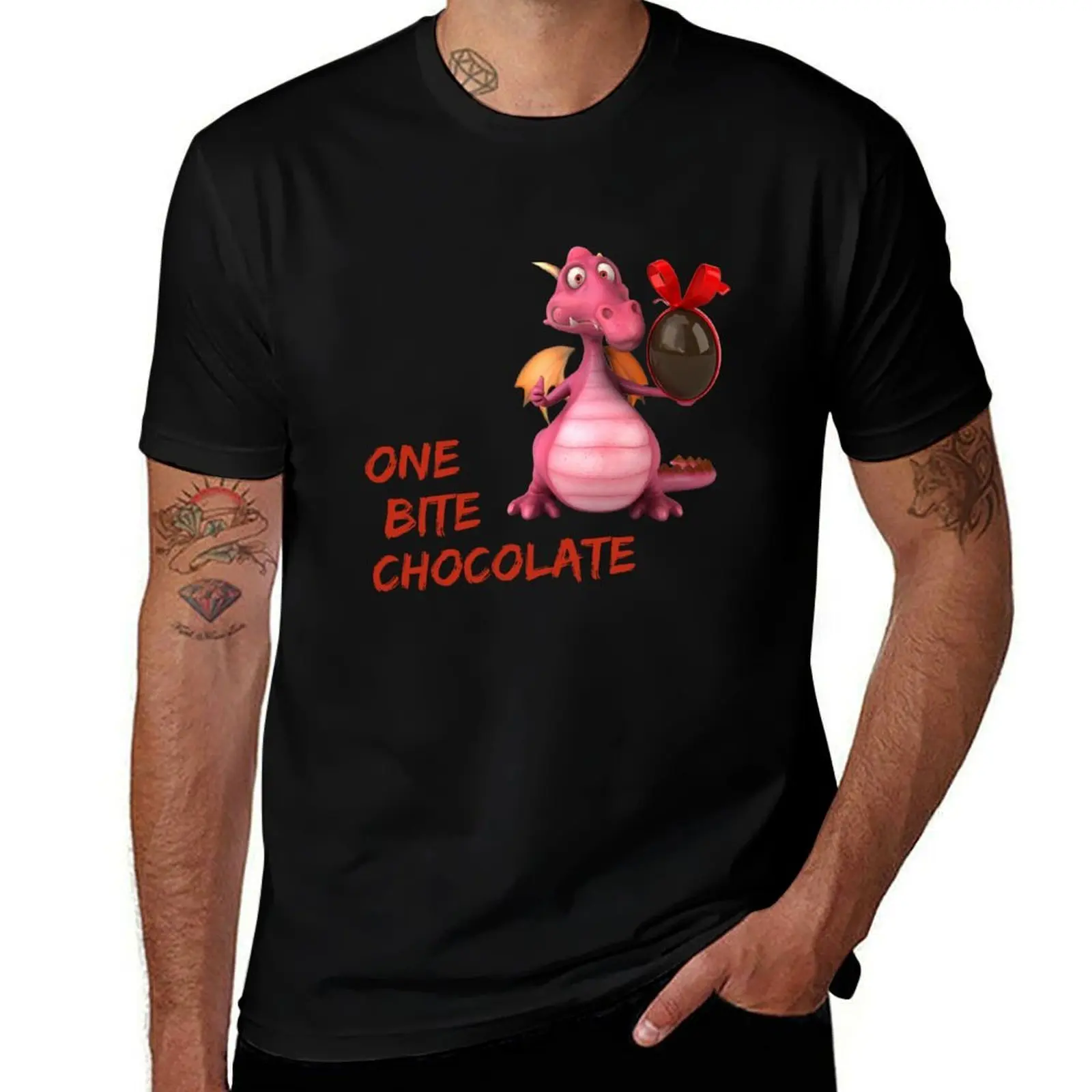 Camiseta One Bite Chocolate, camisetas con estampados, camiseta para hombre, Camiseta de algodón pesado