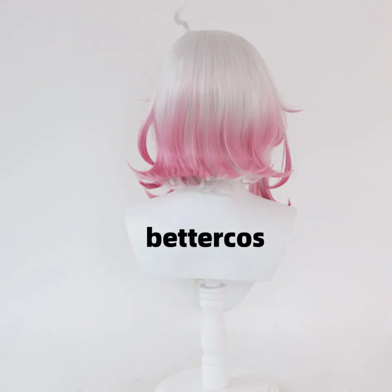 Game LOL the Restrained Hunger Briar Cosplay Wig 40cm Women Medium Long Straight White Mixed Pink Wig Heat Resistant