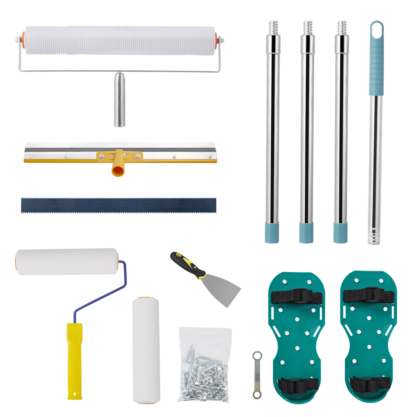 Cement Self-Levelling Tools 460 mm Spiked Roller for Self-Levelling Floors with Removable 1.6 m Long Extended Handle