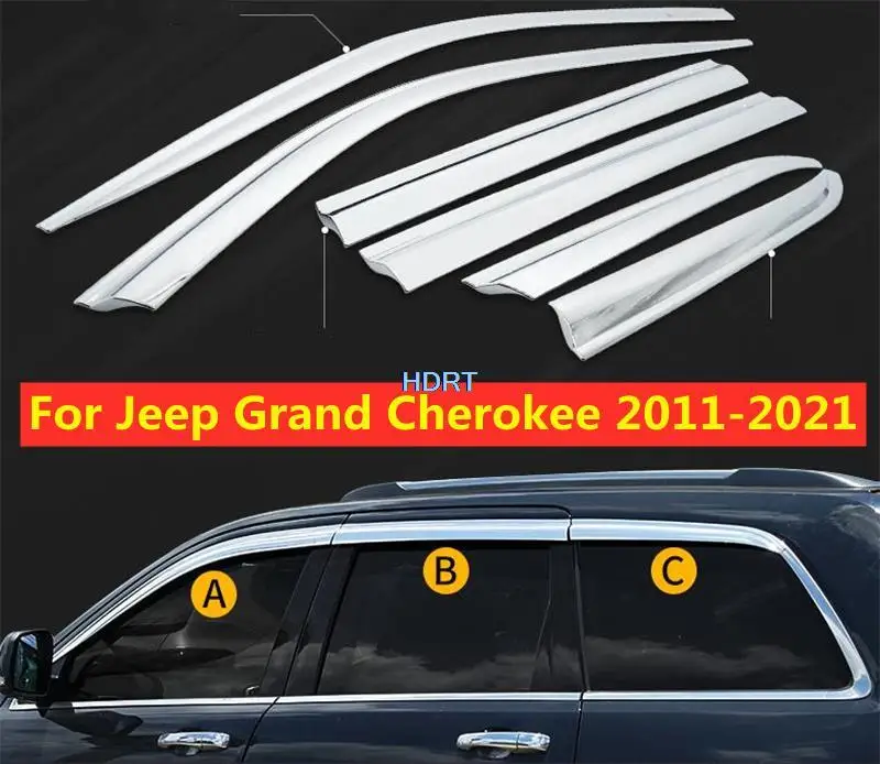 

Car Cover Sticker ABS Chrome Window Glass Wind Visor Rain Sun Guard Vent For Jeep Grand Cherokee 2011-2021 Protector Accessories