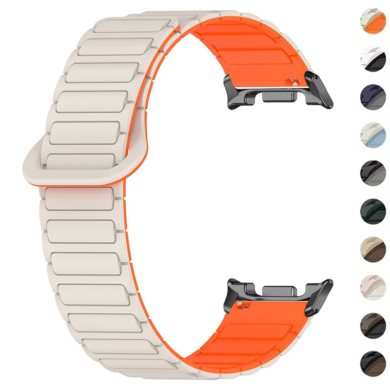 サムスン Galaxy Watch 8 40mm 44mm Classic 46mm用スポーツシリコンバンド、Galaxy Watch Ultra 2025 47mm用マグネット式ブレスレット（Correa）