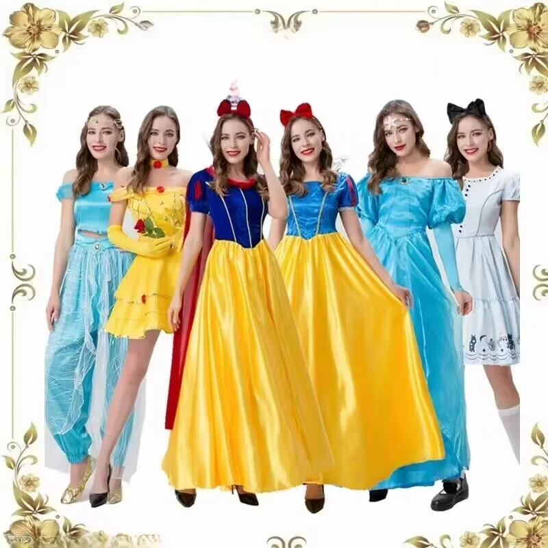 

Princess Snow White Dress Adult Performance Costume Elsa Anna Cinderella Stage Outfit Halloween Party Dress