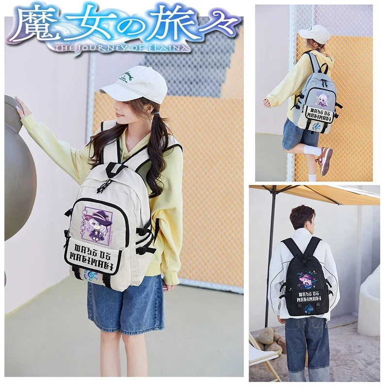 

20PCS/set The Journey of Elaina Schoolbag Cartoon Creative Students Large Capacity Shoulder Bag Cute Anime Wearable Shoulder Bag