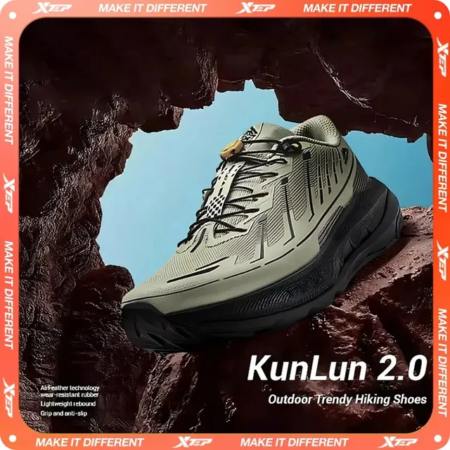 Męskie buty turystyczne Xtep Kunlun 2.0 2024, wiosenne, antypoślizgowe, odporne na zużycie, amortyzujące buty sportowe na świeżym powietrzu 975119170009