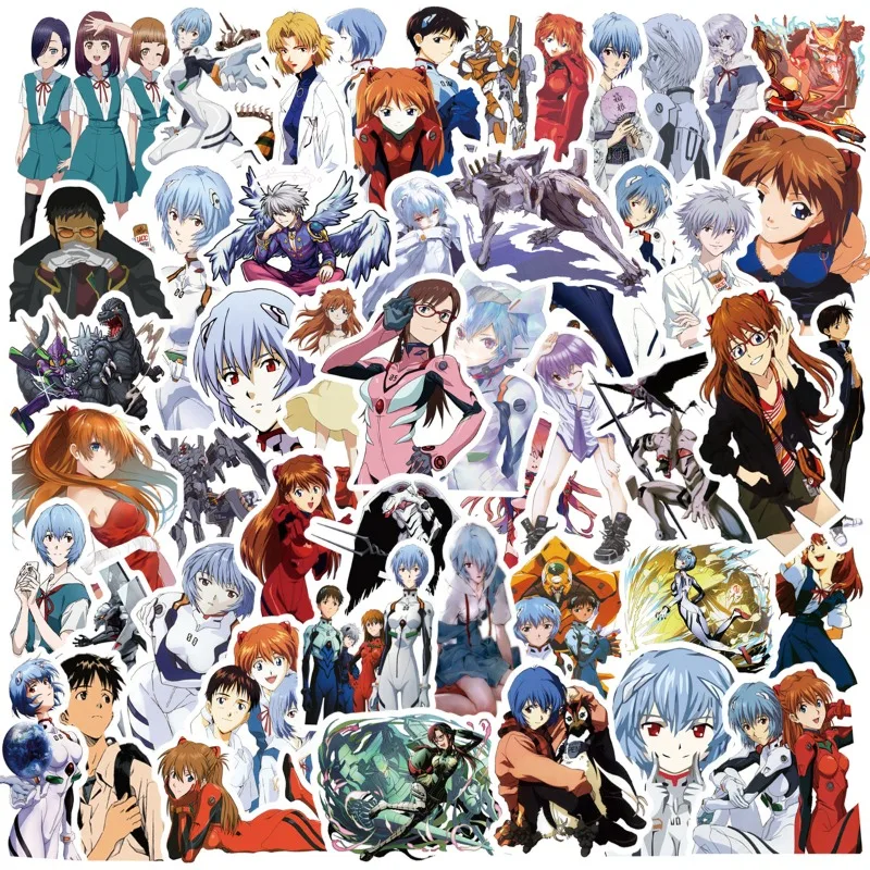 50 Stück Anime Neon Genesis Evangelion Aufkleber, mit Shinji, Asuka, Rei, Misato & Kaworu Motiven