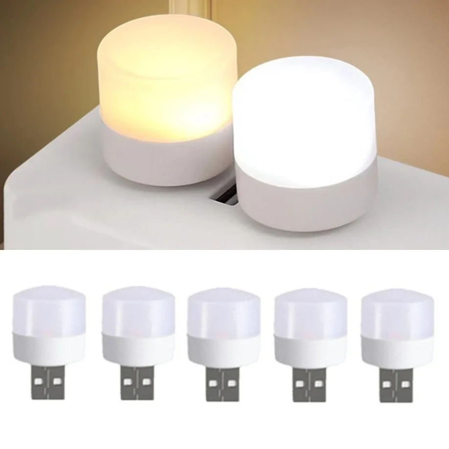 10 Pieces USB Night Light Warm White LED Plug-In Light Bulb Portable Home Environment Light Energy-Saving Reading Night Light