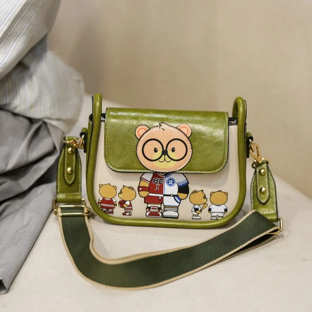 

Fashion-forward Bear Print Design Shoulder Bag Adorable Large capacity Handbag Casual Underarm Bag