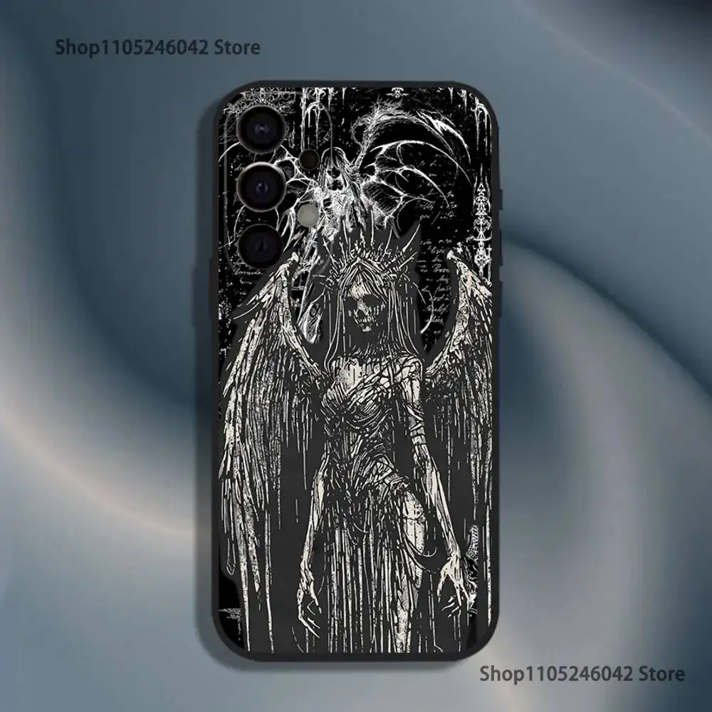 Gothic Cyber Sigil Cross Eyes Skull Shockproof Phone Case For Samsung S25,S24,S21,S22,S23,S30,Ultra,S20,Plus,Lite,5G Black Cover