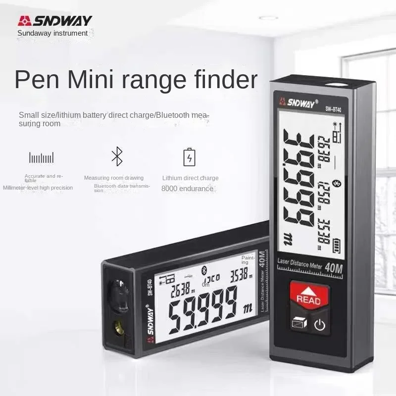 SNDWAY mini electronic ruler SW-BT40 high-precision Bluetooth laser rangefinder infrared measuring ruler 40 50 60 APP BT