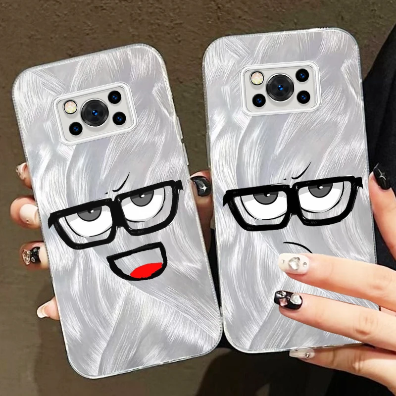 Eyes Man Humor For Xiaomi Poco C65 M6 M3 X6 X5 X3 Redmi 13C 12 12C 10C 10 9T 9A 9 Pro 5G Feather Yarn TPU Phone Case