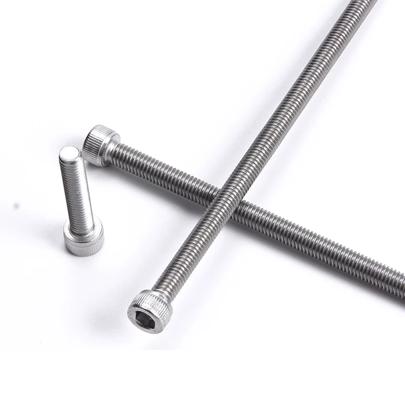 M3 M4 M5 M6 M8 M10 Hex Socket Bolt 304 Stainless Steel Full Tooth Cup Head Hexagon Allon Long Machine Screw Length 50-150mm