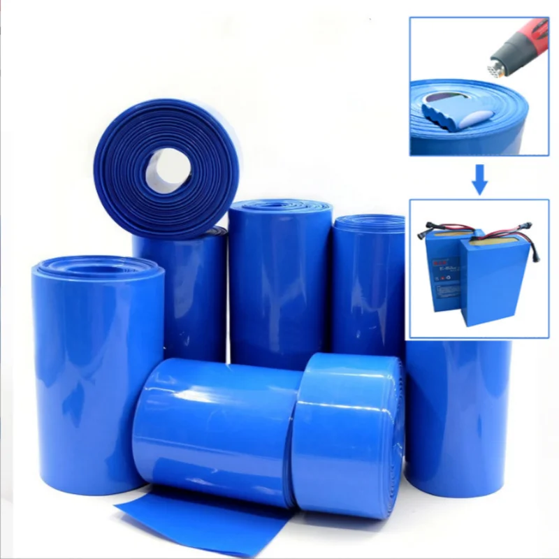 1M Blue 18650 Lipo Battery PVC Heat Shrink Tube Pack 23mm ~ 300mm Width Insulated Film Wrap lithium Case Cable Sleeve Blue