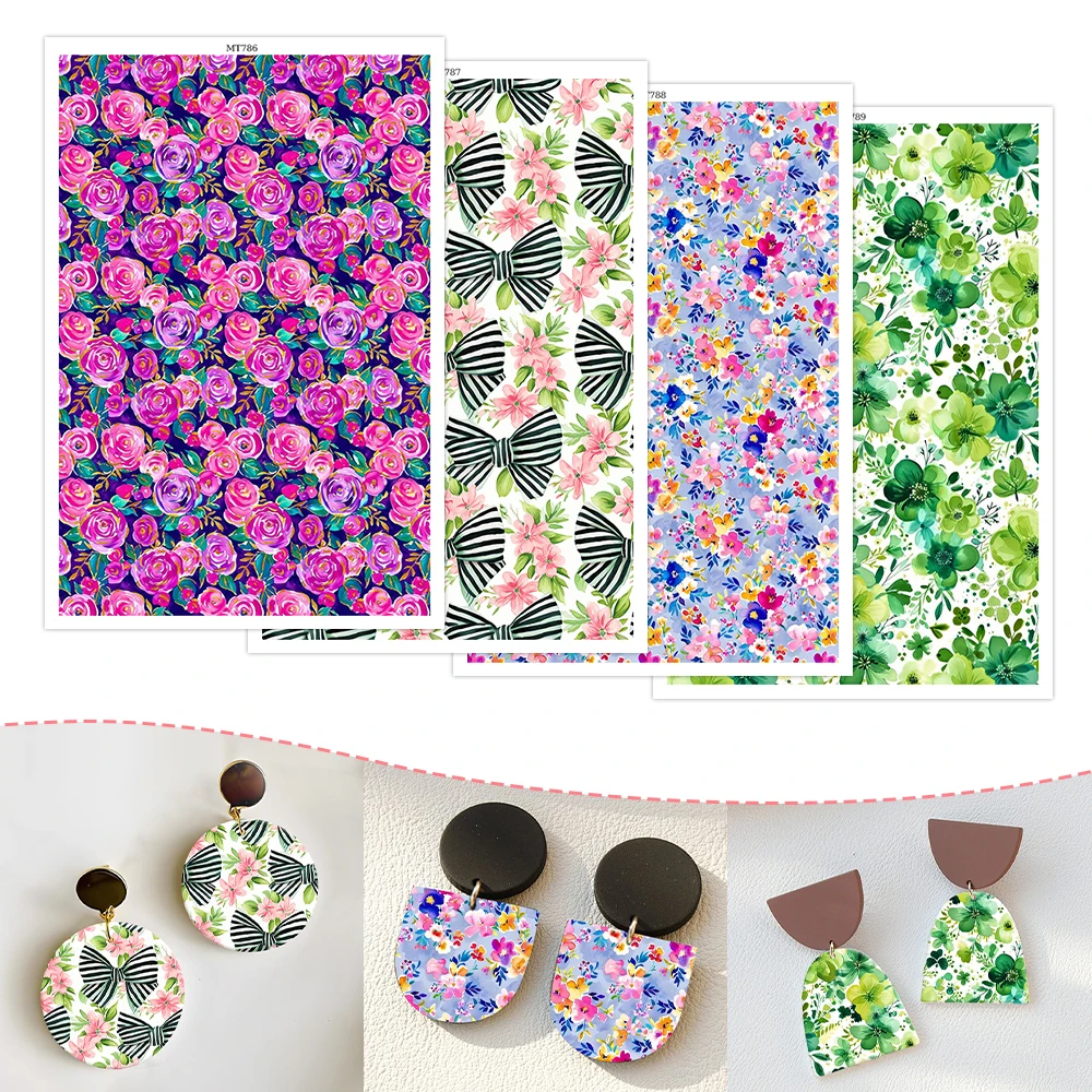 

Painted Flower Butterfly Leaves Pattern Soft Ceramic Earrings Water Soluble Disposable Sticker for Diy Jewelry Making Decal 2025
