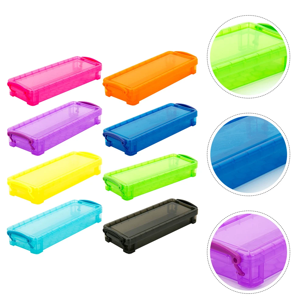 

8 Pcs Pen Case Colorful Stationery Box Storage Large Capacity Pencil Mini Holder Sturdy Plastic Container Travel