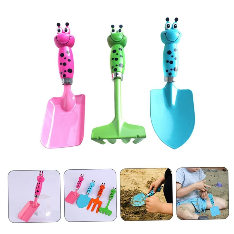 Pelle à sable en fer multifonctionnelle imbibée pour enfants, outils de creusement de jardin, fournitures de jouets de plage, jeu d'extérieur, 3 pièces