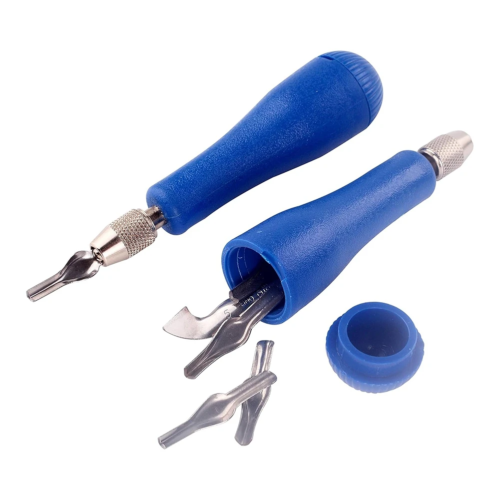 

AT05-Art Block Cutters- Craft Linoleum Carving Tools With 12Pcs(6 Type) Blades & 2 Plastic Storage Handles