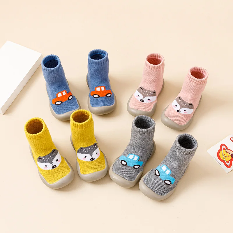 

Осенне-зимние махровые утепленные носки, детская домашняя нескользящая обувь на мягкой подошве для малышей, детская обувь с героями мультфильмов